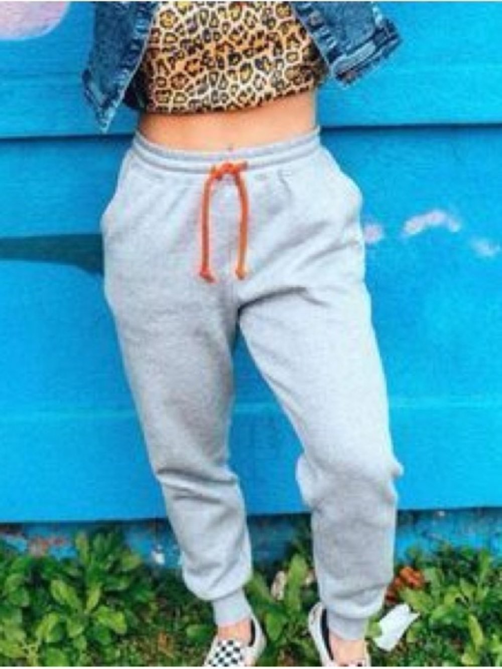Celestial Bodiez Track Pants in Orange, Gray  and Olive